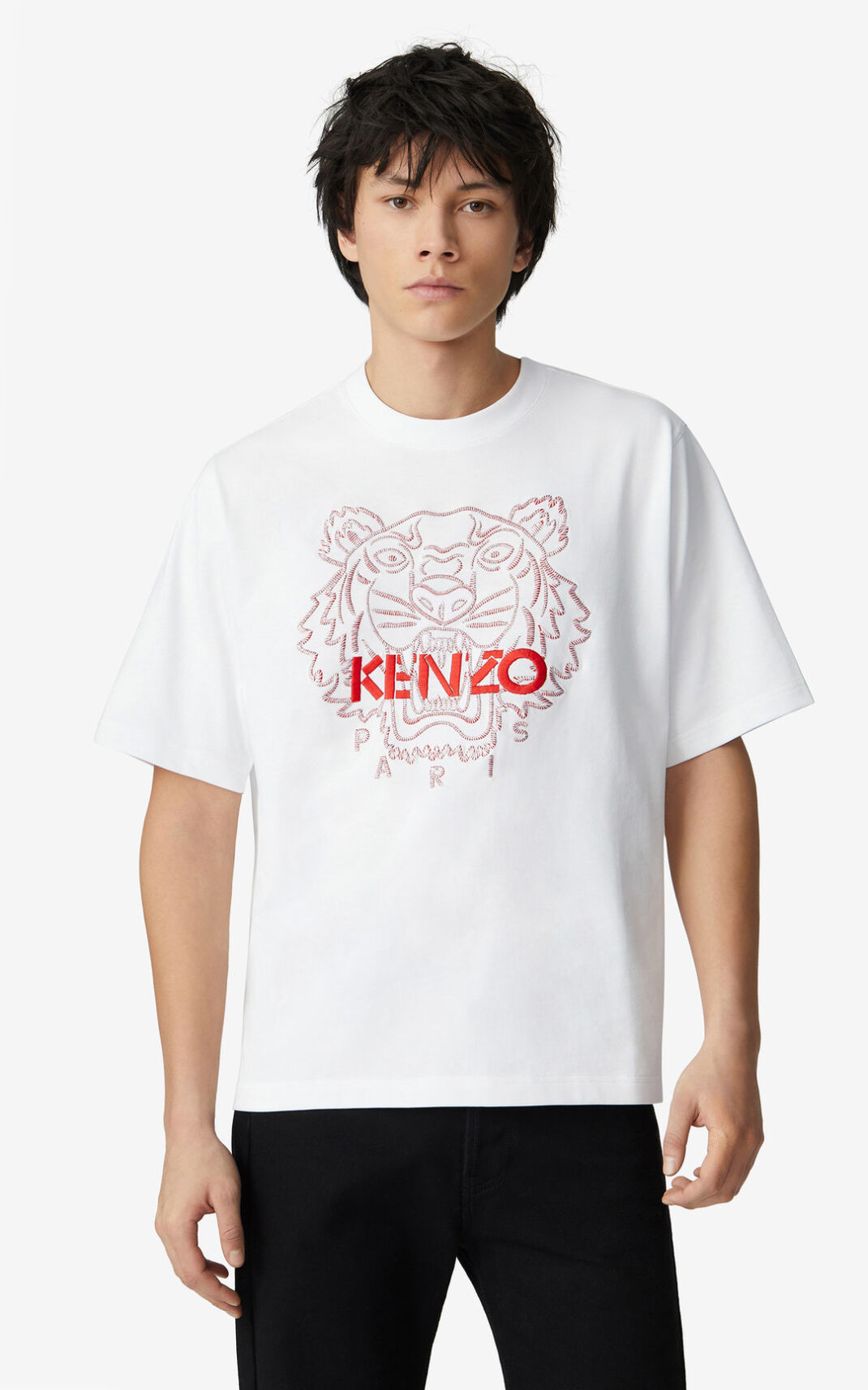 T Shirt Kenzo Homme Tiger loose fitting Blanche XDRWU-8934